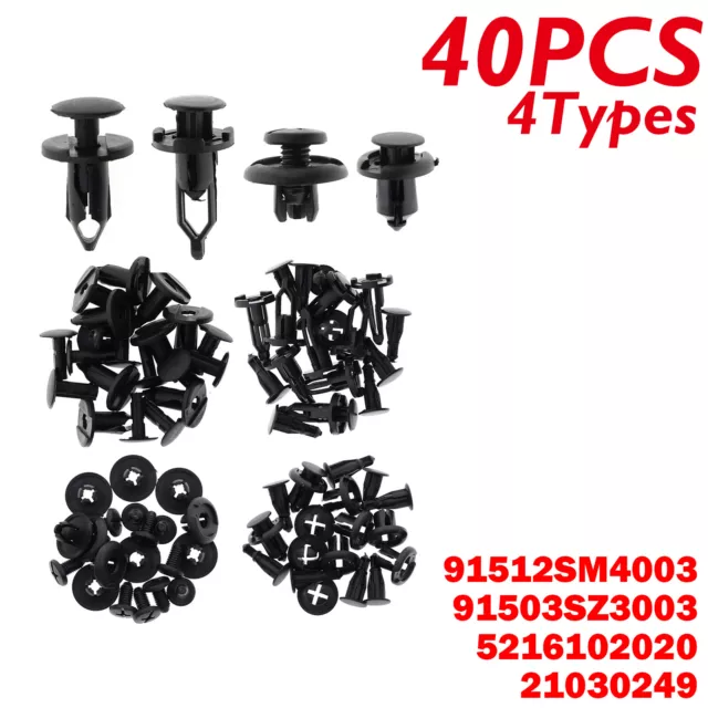40x Car Push Retainer Pin Body Bumper Rivet Trim Moulding Clip Accessories Set