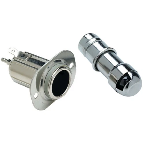 12V Chrome Plated Steel Combination Chart Light and Cigarette Lighter for Boats