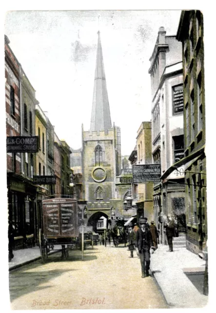BRISTOL - BROAD STREET 1908 Postcard  MIDLAND RAILWAY DELIVERY HORSE & CART