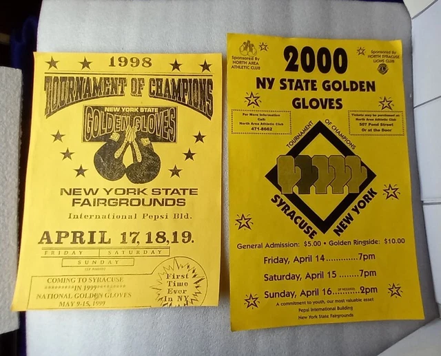 Lot of 2 - 1998 & 2000 Golden Gloves Boxing Tournament Poster Syracuse New York Lot of 2 - 1998 & 2000 Golden Gloves Boxing Tournament Poster Syracuse New York