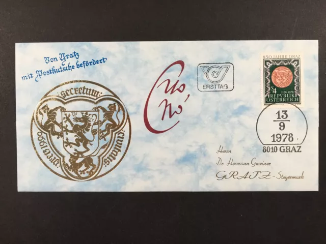 AUSTRIA SOS KINDERDORF 1978 GRAZ BRIEF MIT POSTKUTSCHE BEFÖRDERT SIEGEL ua31