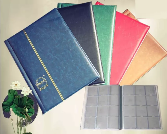Coin Stock Book 120 Pocket Album for 2x2 Paper Flip Holders Storage 10 Pages