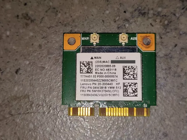 Realtek RTL8723BE N150(1x1) 2.4G+BT4.0 WiFi Combo Card (Mini PCI-E Half Card)