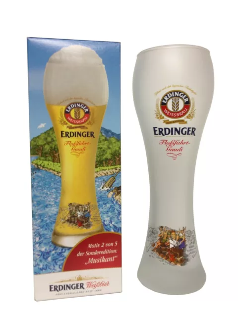 Erdinger - Bavarian German Beer Glass 0.5 Litre "Rafting Gaudi - Musician" NEW