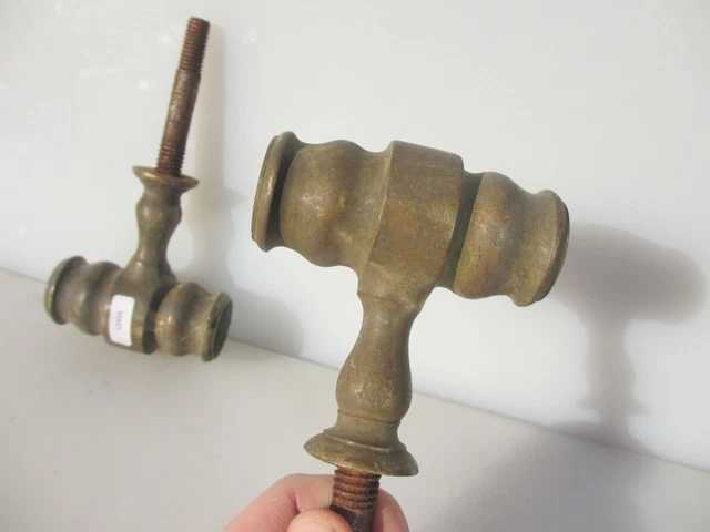 Antique Brass Curtain Pole Holder Brackets Old Rail Hangers Victorian Airer Ends