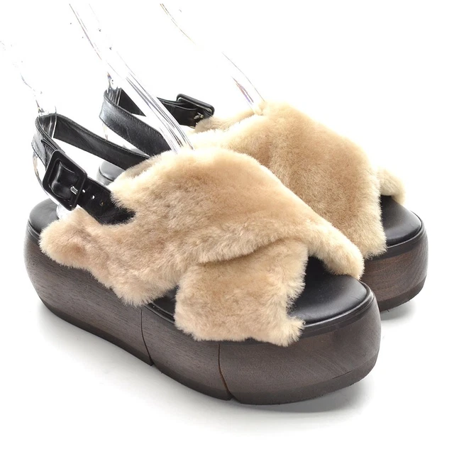 Ladies Paloma Barcelo $290 Viola Mouton Shearling Sandal 36 / 6 Shoes New in Box
