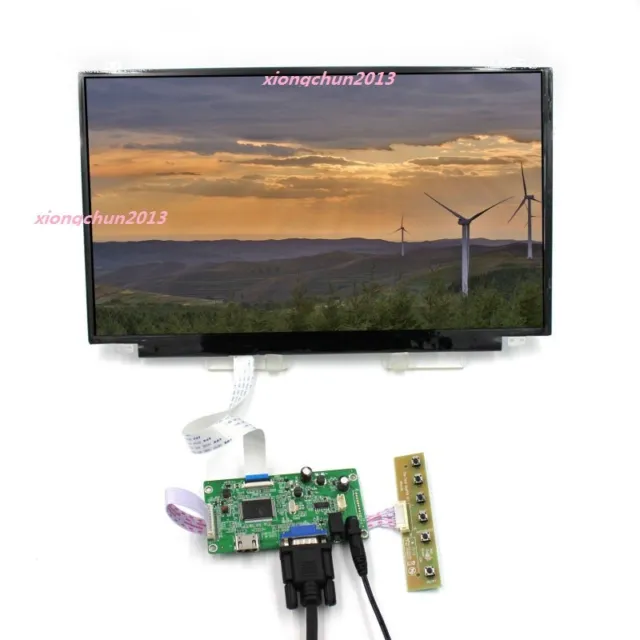 IPS LP140WF1 LCD LED 1080P FHD 14" panel + EDP display controller kit VGA HDMI