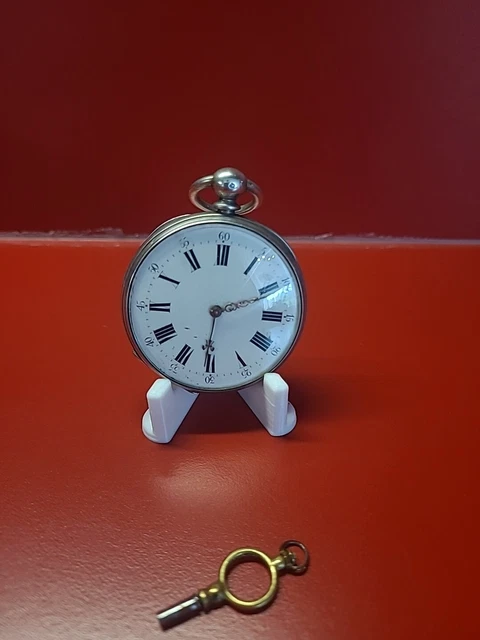 Montre à Gousset Ancienne En Argent Massif - Poinçon Crabe, Fonctionne - Mécanique