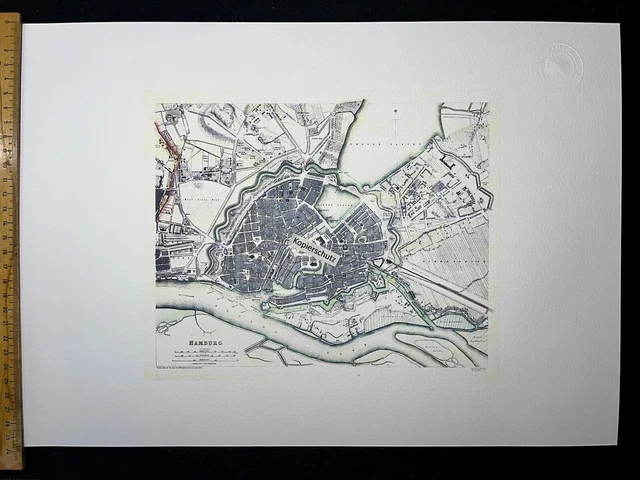 Hamburg - historischer Stadtplan - 1837 - Kunstdruck mit Prägung - NEU
