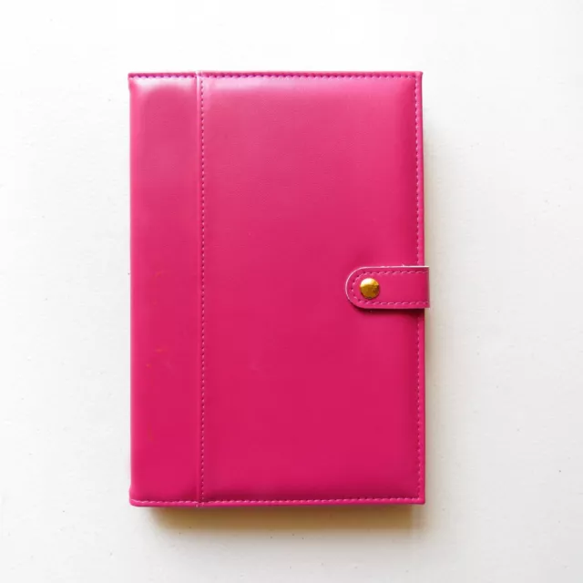 Burgundy Rose A5 Lined Paper Notebook Journal Faux Leather Removable Cover Pink