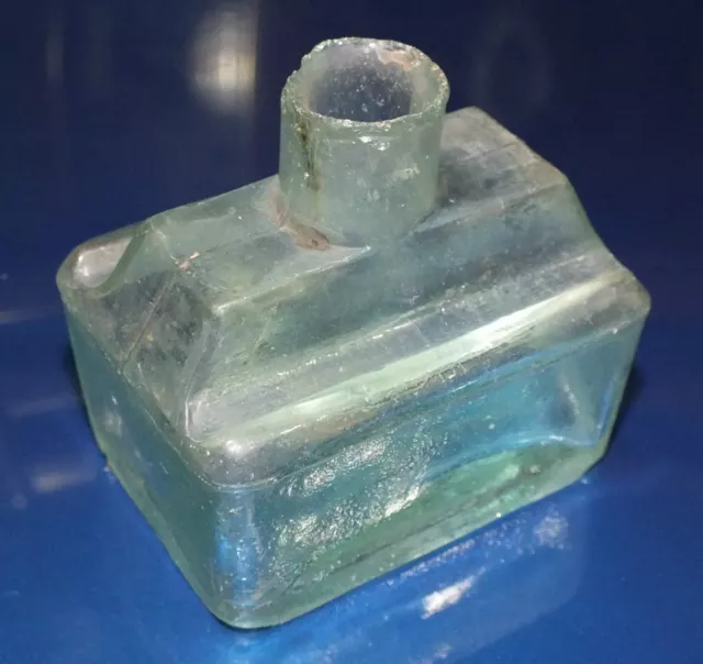 Vintage / Antique Glass Ink Well With Quill Rests (B7)