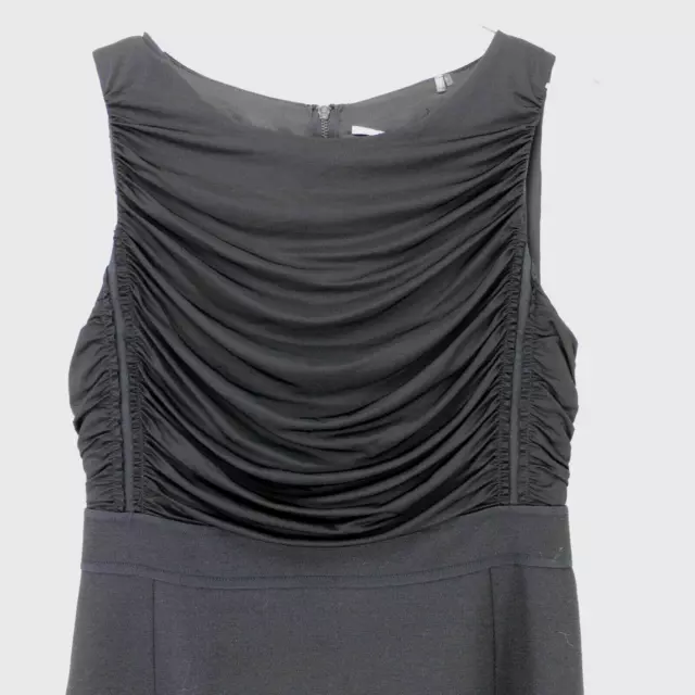 T TAHARI Dress Size 6 Black Sleeveless Ruched Bateau Neck Sheath Cocktail Draped 3