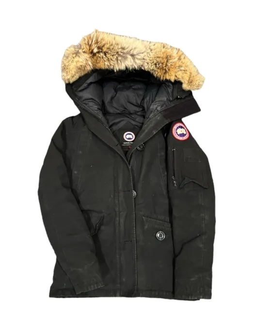 Canada Goose Montebello Parka Women Extra Small XS Fur Trim jacket Black 2530L