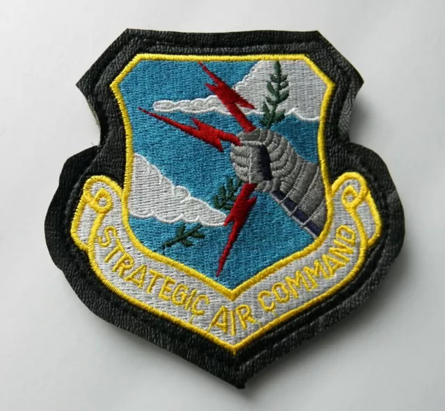 Strategic Air Command Usaf Pleather Trim Embroidered Patch 4 X 4.2 Inches Force