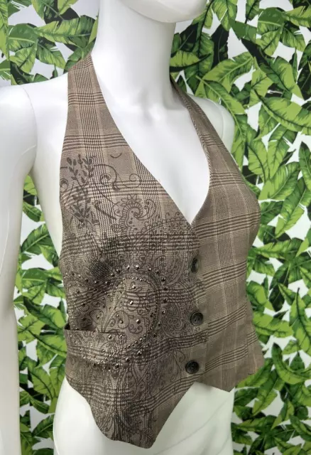 Y2K Fang Vest Women's Size Large 2000s Mall Goth Alice Cullen Style Crop Top