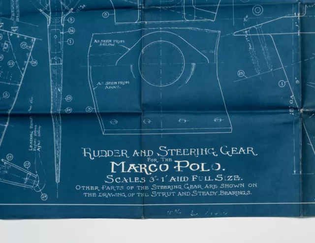 L. Francis Herreshoff Orig Vintage MARCO POLO Boat Blueprint #19/22 Rudder