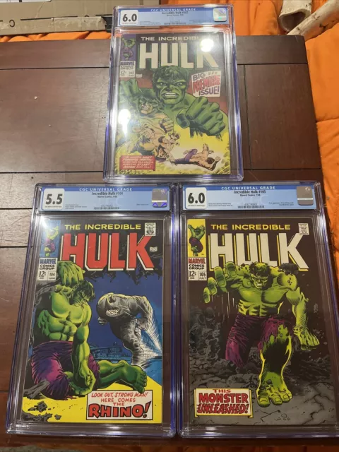 The Incredible Hulk CGC Lot 102 (6.0), 104 (5.5), 105 (6.0)