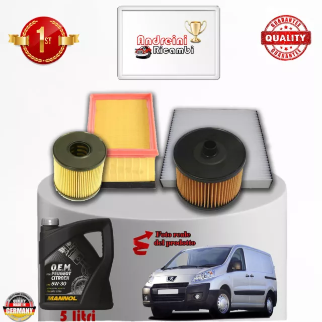 KIT TAGLIANDO FILTRI + OLIO PEUGEOT EXPERT II 2.0 HDi 88KW 120CV DAL 2010 ->