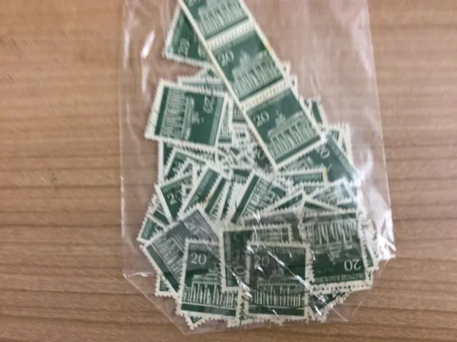 100 BRD Briefmarken 1966 Brandenburger Tor 20 Pfg. Mi. 507 gestempelt papierlos