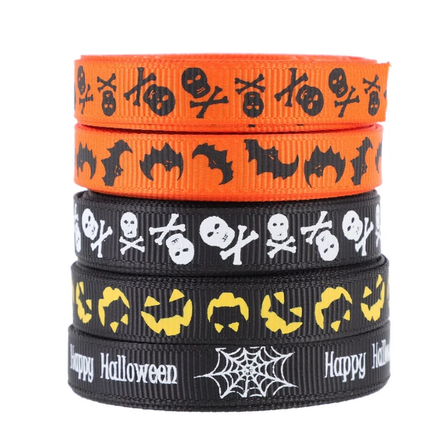 5 rollhalloween ghost ribbon en Halloween Verpackung Band Haar Bogen Bänder Weih
