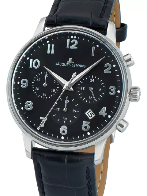 JACQUES LEMANS CLASSIC Retro Mens Wrist Band Watch Chronograph Leather  N-204A £76.64 - PicClick UK