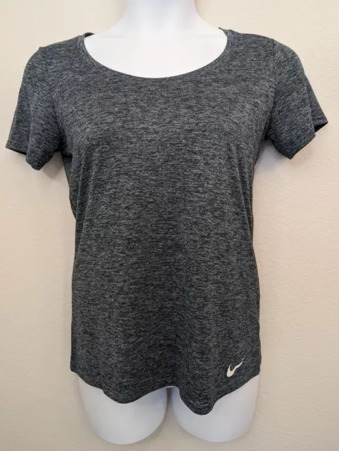 Nike Dri Fit Womens Size M Dark Grey Round Neck Short Sleeve Athletic Shirt