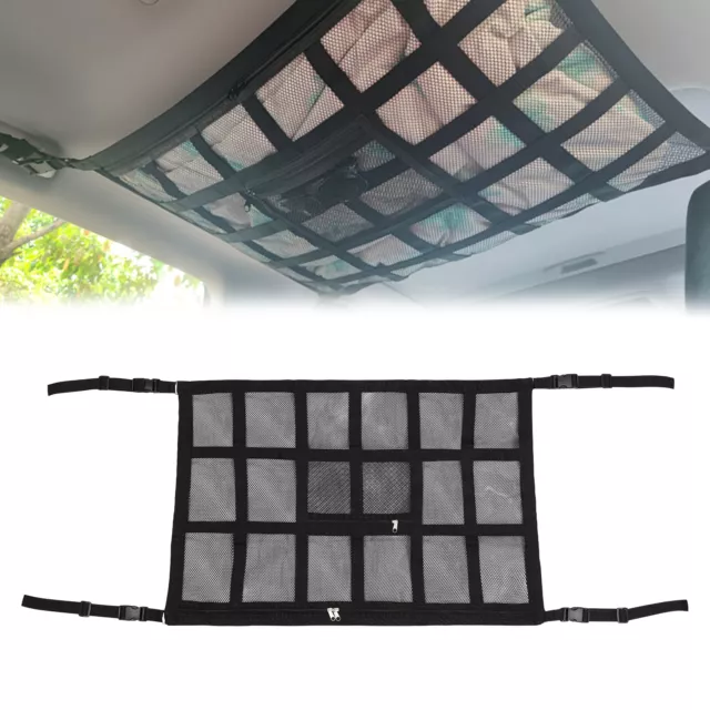 Car Ceiling Cargo Net Pocket Double-Layer Mesh Car Roof Storage Organizer Truck