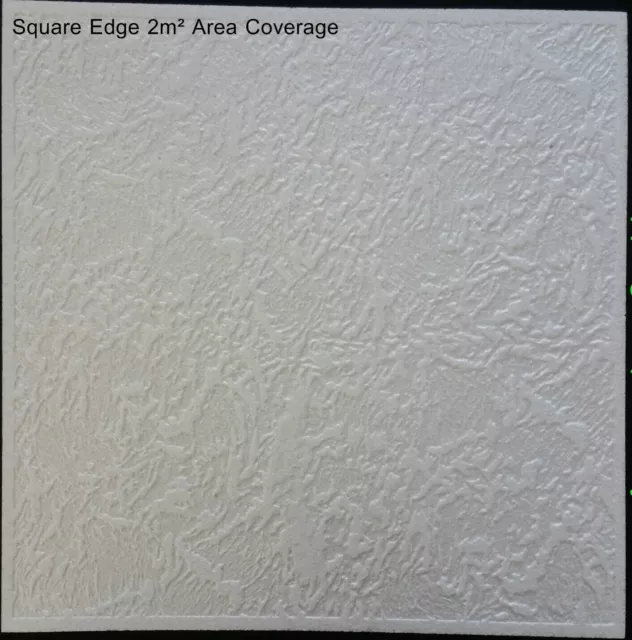 Square Edge Bark Effect Fire Retardant Polystyrene Ceiling Tile Coverage 2M²