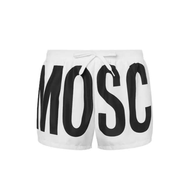 Costume Uomo Moschino Swim V3A4285 Pantaloncino Boxer mare Bianco con maxi logo