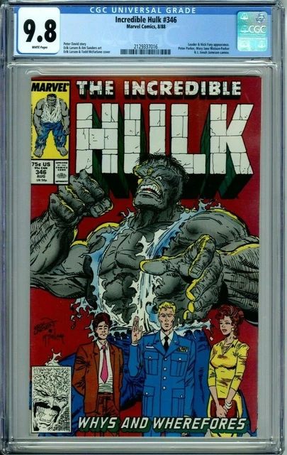 INCREDIBLE HULK 346 CGC 9.8 WP Todd McFarlane NEW CGC CASE Marvel Comics 1988