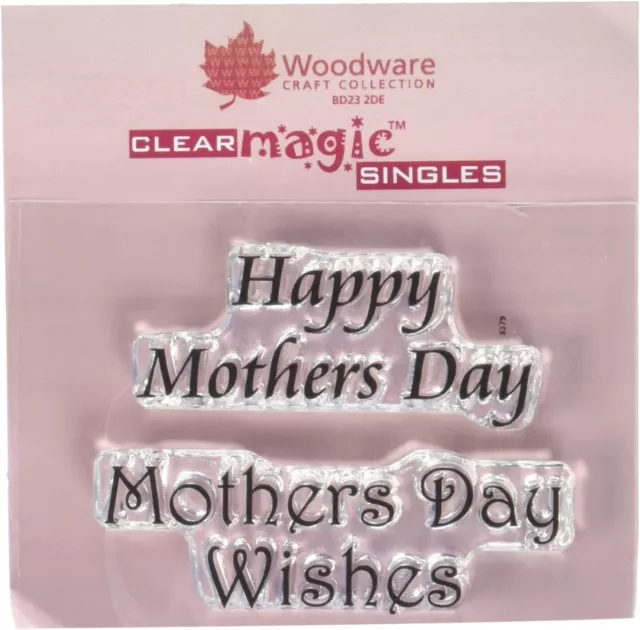 Woodware Happy Mothers Day Wishes Clear Stamp Set 2 Pce Mothers Day Card Making