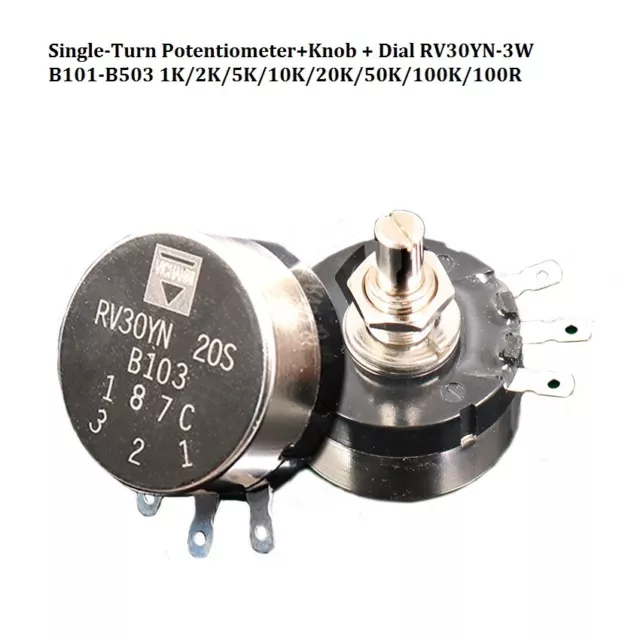 Single-Turn Potentiometer+Knob + Dial RV30YN-3W B101-B503 1K/5K/10K/20K/50K/100K