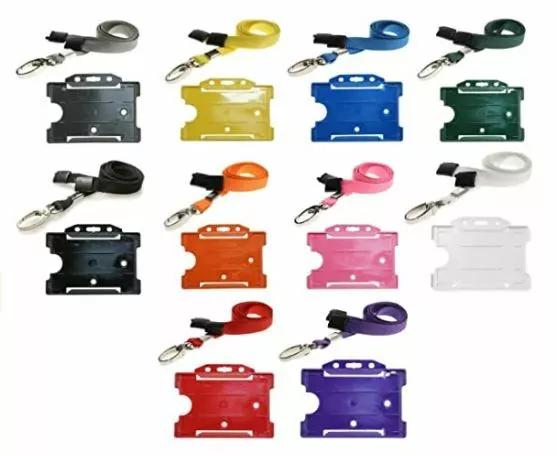 ID Card Badge Holder & ID Soft Neck Lanyard Strap Metal Clip Free P&P