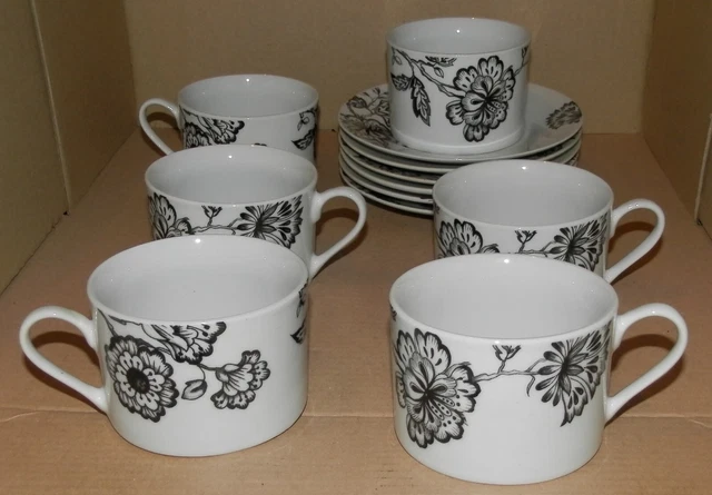 Lot De 6 Tasses à Café Revol Avec Sous-tasses - Porcelaine Jaune Art Déco