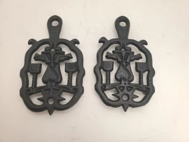 Vintage Wilton Cast Iron Footed Trivets Pots and Pans Holder Pair