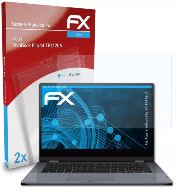 atFoliX 2x Película Protectora para Asus VivoBook Flip 14 TP412UA transparente