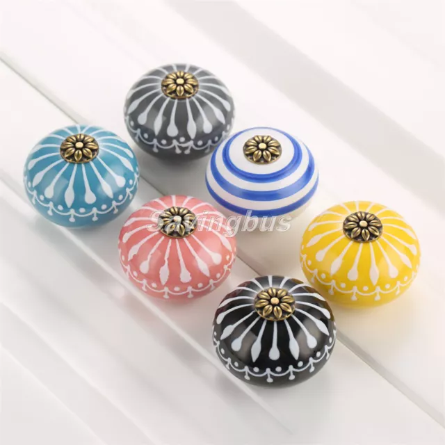 2x Creative Ceramic Round Cabinet Knobs Drawer Door Closet Cupboard Pull Handles