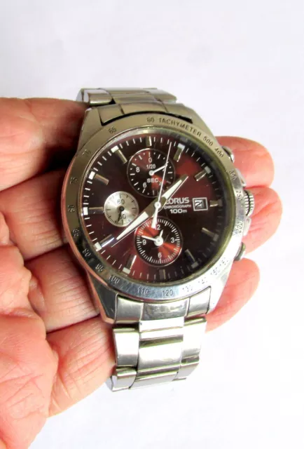 LORUS MENS CHRONOGRAPH Tachymeter Watch Brown Ym 92 X 219 20.00 PicClick UK