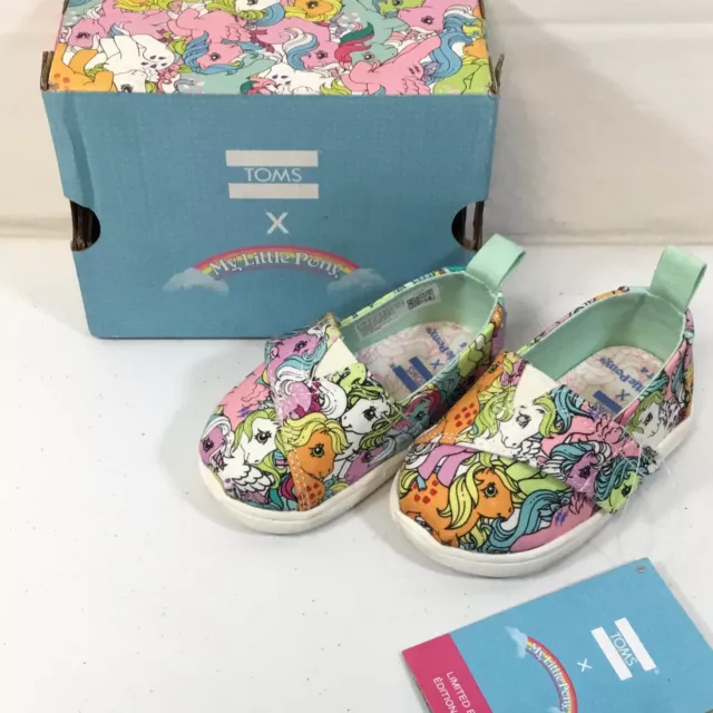 Toms Girls Tiny Alpargata My Little Pony Power Multicolor Slip On Sneakers US 4