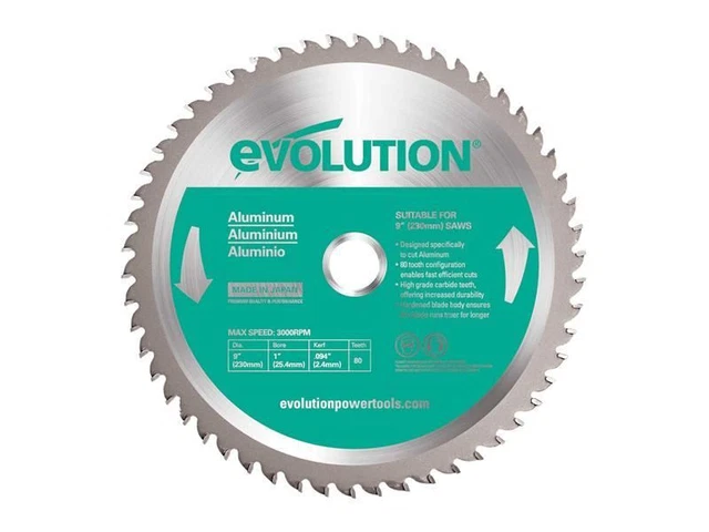 Evolution - Aluminium Cutting Mitre Saw Blade 230 x 25.4mm x 80T