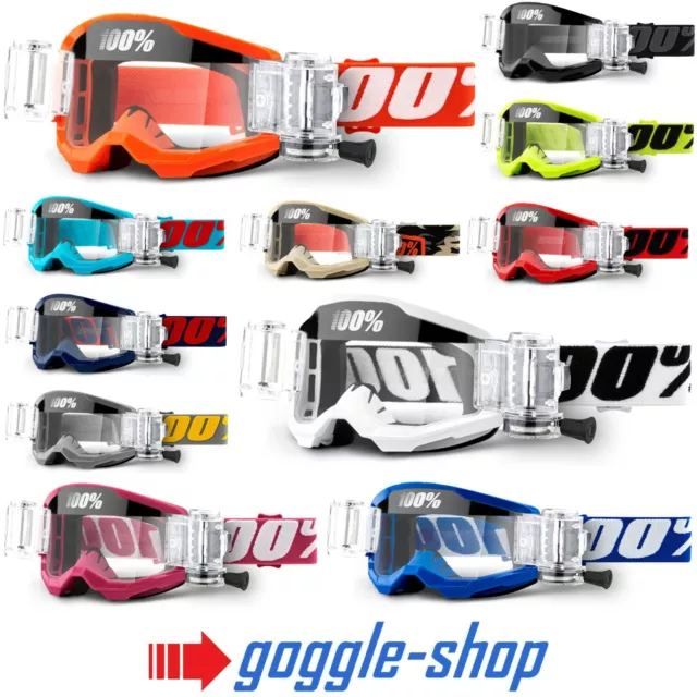 2024 100% Percent Strata 2 Motocross Brille Mit Gso Roll Off Kanister MX MTB