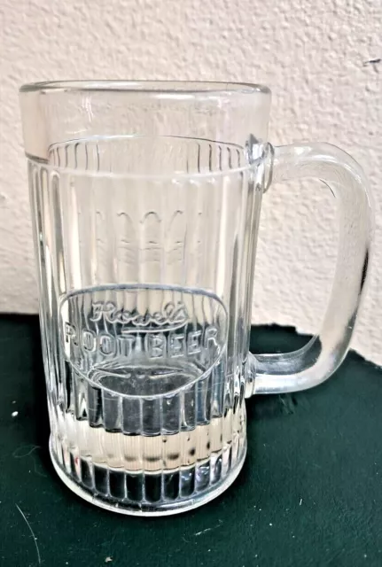 Vintage Howel's Root Beer Clear Glass Ribbed 5" Embossed Mug RB4G