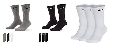 Nike 3 Paia Calzini Girocollo Ammortizzati Cotone Calze Sportive Unisex Taglie 2 - 14 Uk