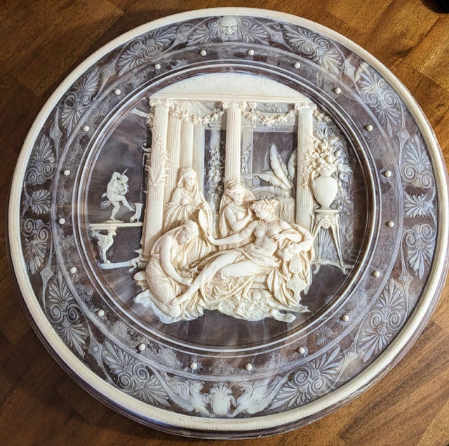 Vintage Incolay Stone Relief Cameo Italian/Roman Wall Plaque
