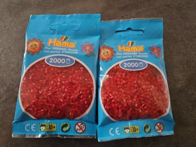 Neu Hama bügelperlen 2 X 2000 Rot