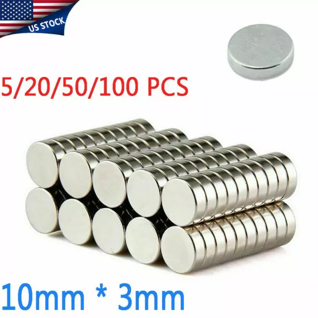 1-100 Super Strong N35 Round Disc Neodymium Mini Fridge Magnet Rare Earth 10x3mm