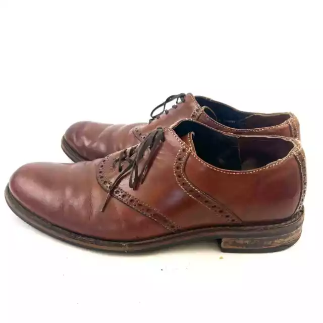 COLE HAAN MENS Oxford Lace Up Dress Shoes Leather Made in Italy Brown ...