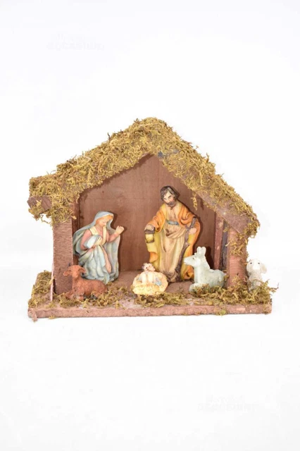 Capanna Natalizia Per Presepe Con Statuine 27x12x21 Cm