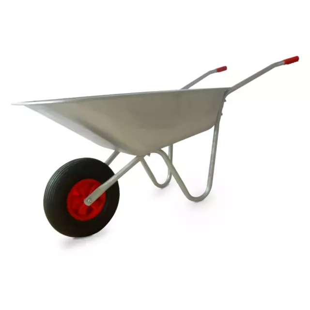 65L Wheelbarrow Heavy Duty Galvanised Home Garden Metal Cart with Pneumatic Tyre 2