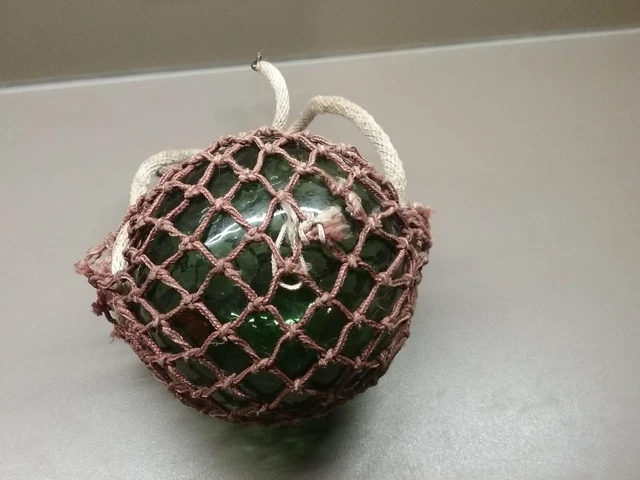 ANCIENNE ET AUTHENTIQUE boule flotteur en verre pour filet de pêche